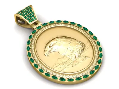 Eagle Head Gold Pendant 3D print model