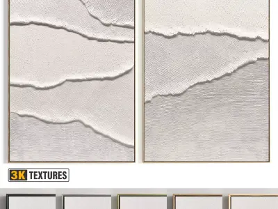 Plaster Two Photo Frame 442 Low-poly 3D model