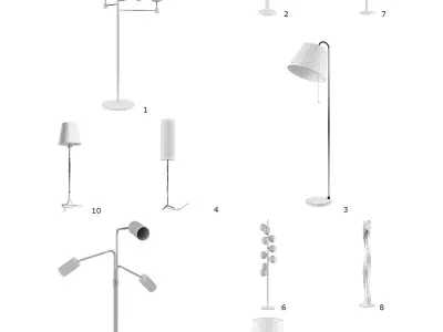 Floorlamps Pack - 50 models Low-poly 3D model