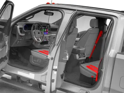 Generic Pickup 2024 Whit Interior Low-poly 3D model