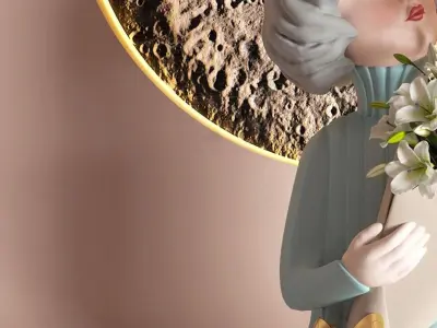 girl decoration Modern sculpture flower 3D model