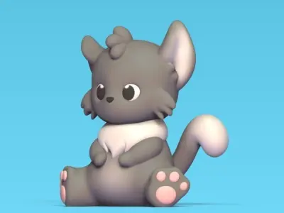 Cute Cat Sitting 3D print model