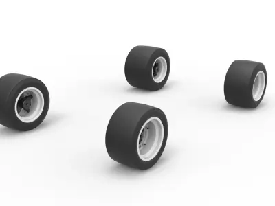 Wheel set of Asphalt Supermodified stock car V2 Scale 1 to 25 3D print model