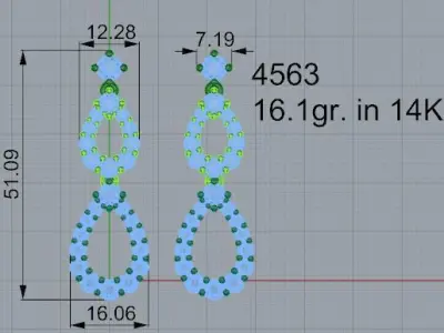 Pear Shape Diamond Earring 4563 3D print model