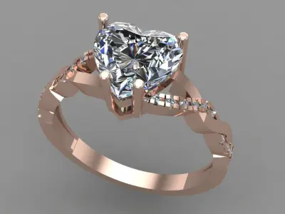 HEART-HELIX RING 3D print model