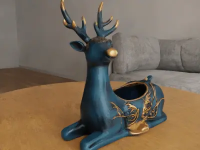deer planter - vase - garden urn - candy dish - candle holder 1 3D print model