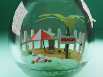 Sea model in glass 3D model