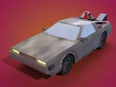 Delorean DMC-12 low poly model Free 3D model