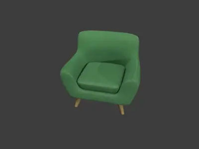 Green Armchair Low-poly 3D model