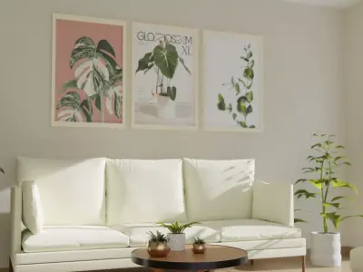 Modern Minimalist Living Room Interior Scenes 3D model