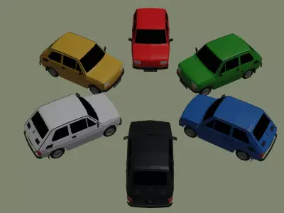 Fiat 126p Low-poly 3D model