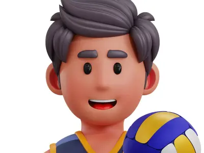 Volleyball Player Avatar 3D Icon Low-poly 3D model