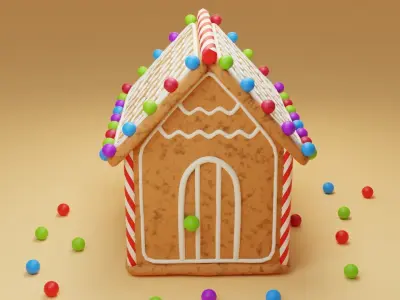 Ginger Bread House Low-poly 3D model
