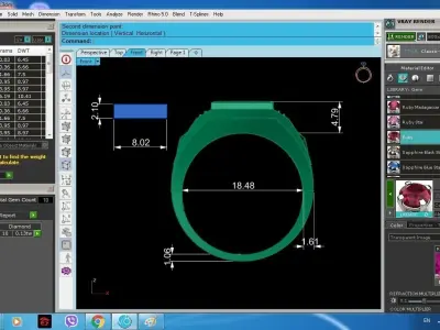 Luxury Square Gemstone Baguette Diamond Men Ring  386 3D print model