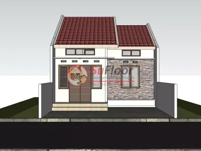 House 6x12m code 581 - Sketchup 3D model 3D model 3D model