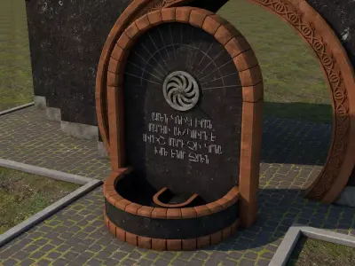 Memorial fountain  Low-poly 3D model