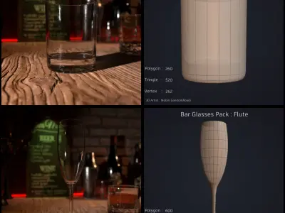 Bar Glass Pack Low-poly 3D model