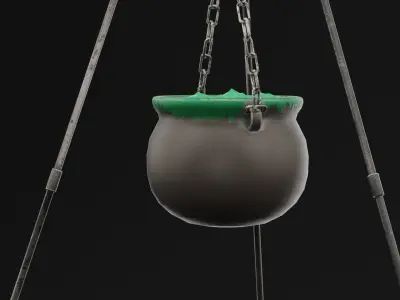 Hanged Cauldron Low-poly 3D model