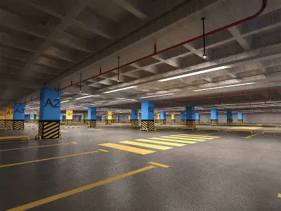 Car Park Low-poly 3D model