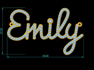 Custom Diamond Name Pendant EMILY 3D print model