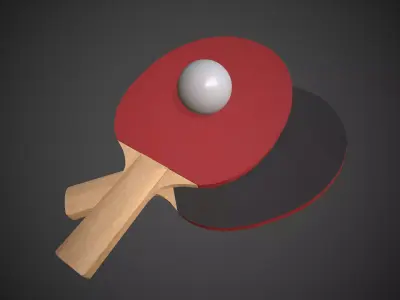 Table Tennis Set Low-poly 3D model
