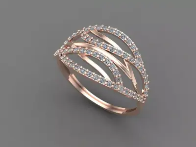 Womens Diamond Signet Ring Women Rings 3dmodels 3D print model 3D print model 7