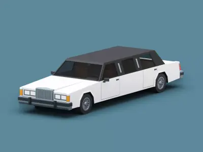 Stylized Cartoon Limousine 80s Low-poly 3D model
