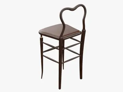 High Chair Clerks Chair No 9 Dark Wooden Oak Version 3D model
