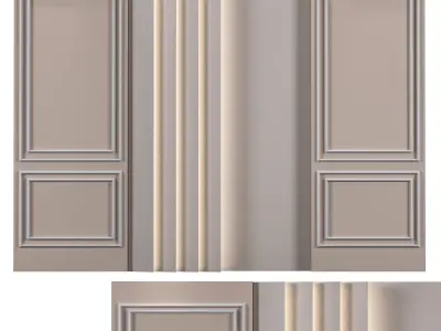Decor wall with two doors 3D model