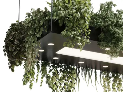 Rectangle pot light pendant - plant light hanging 18 3D model