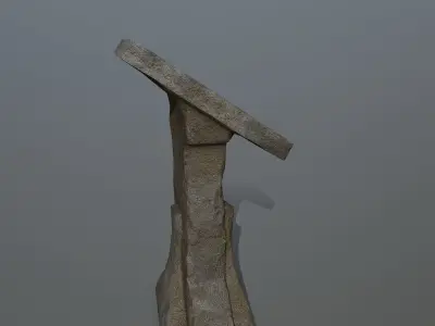 lectern stone table Low-poly 3D model