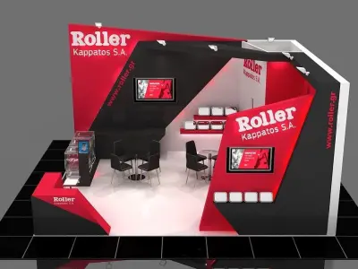 Booth Exhibition Stand 2 Side Open  Stall 7x6m Height 400 cm 3D model