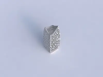 Vase double arc rectangle with dense organic lattice 2 3D print model