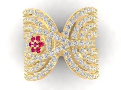 Luxury Bow Diamond Ring for Women 1251 3D print model