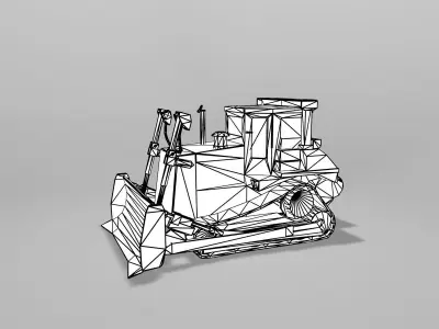 Old Bulldozer Low-poly 3D model