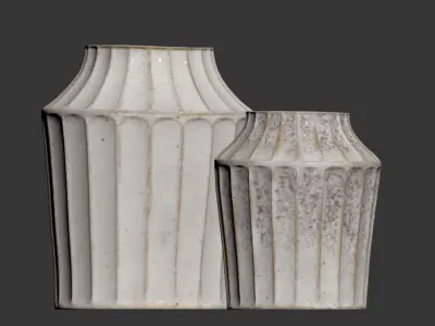 Reagan Ribbed White Vase 3D model