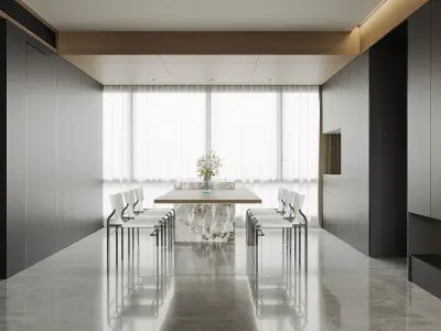 Modern living room dining room interior scenes 499 3D model