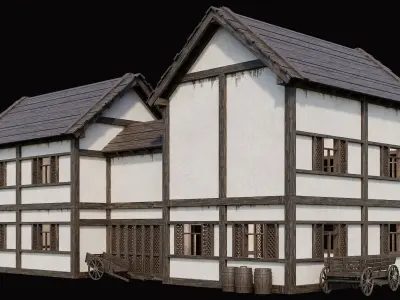 Medieval Village Pack 7 - 4 Assets - 4K Textures Game Ready Low-poly 3D model