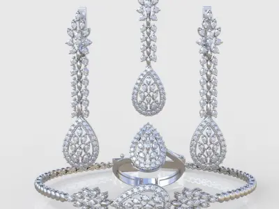 Ring Bracelet Earring and Pendant Set 3D printable model 0039 3D Model Pack