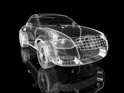 Joker3d wireframe car 3D model