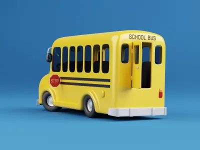 Stylized Cartoon School Bus - fully rigged 3D model