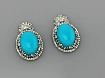Turquoise earrings 3D print model