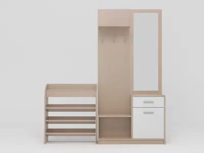 Hallway closet with two drawers and mirror Free low-poly 3D model