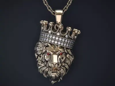 LION PENDANT WITH CROWN Printable Model 3D print model