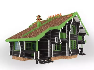 Black log house 3D model