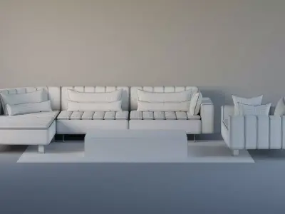 Luxe Comfort Sofa Set 3D model