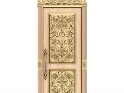 Carved Door Classic 01002 Wood Low-poly 3D model