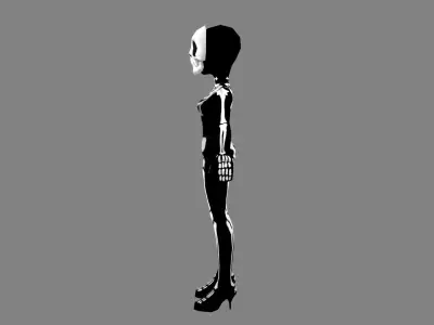 Cartoon Halloween costume - girl skeleton Low-poly 3D model