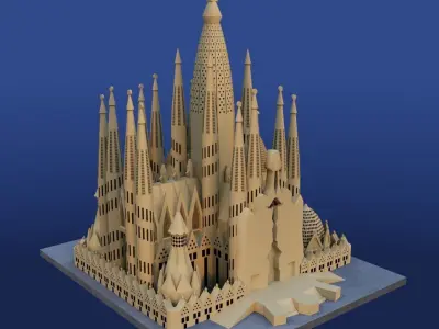 Sagrada Familia  Low-poly 3D model