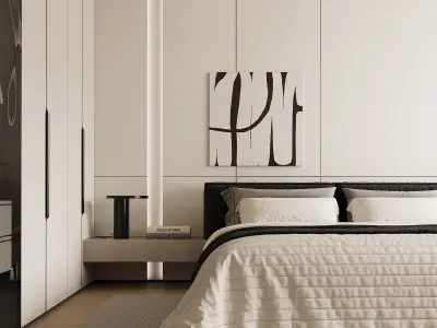Modern bedroom 3D model 4